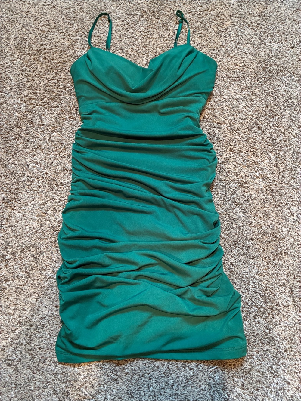 Emerald Sundae Teal Green Ruched Slip Dress